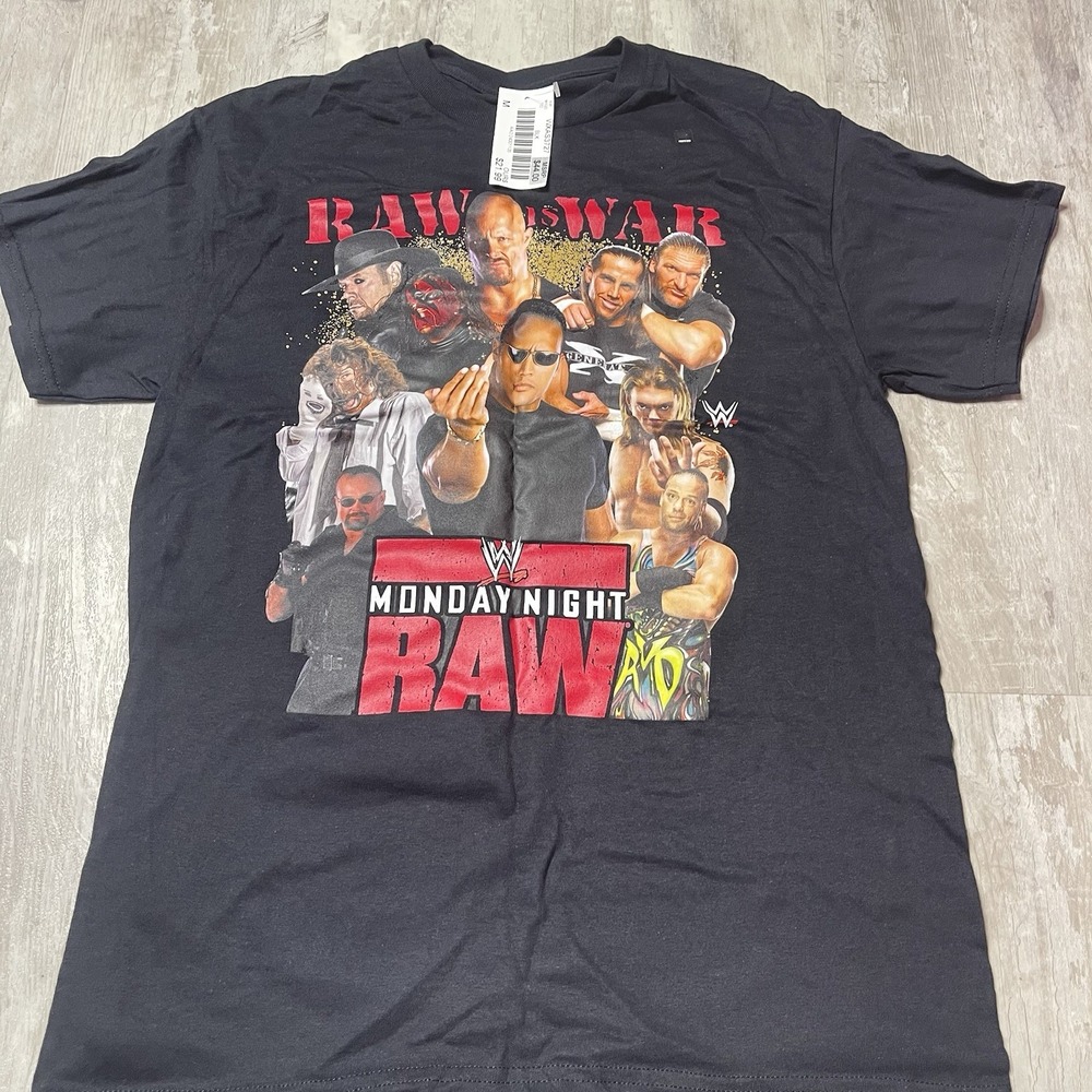 Raw Wrestling Shirt Men's Large WWE WWF Y2K NEW WITH TAGS The Rock L-9